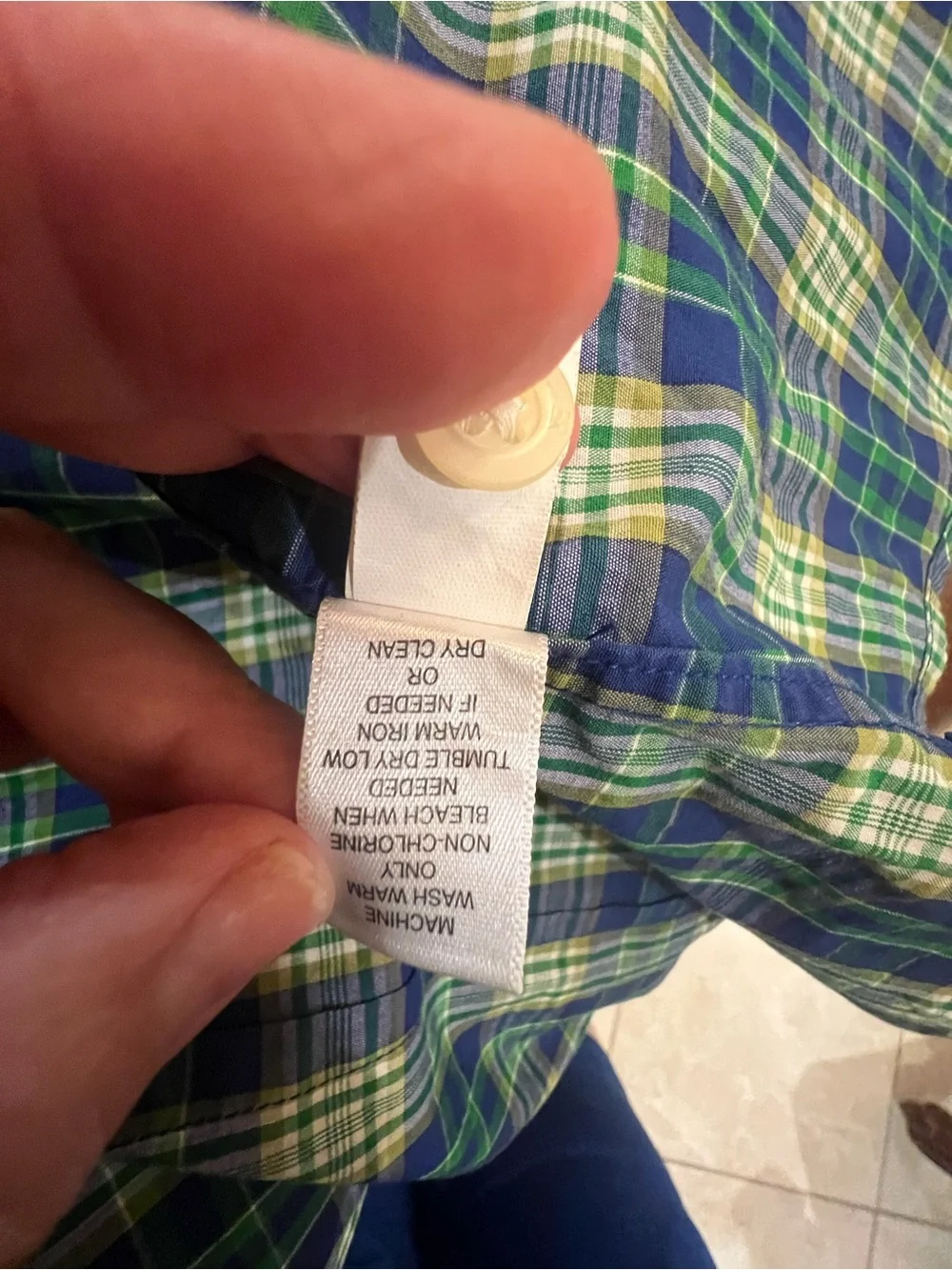 Banana Republic Men’s Blue & Green Plaid Short-Sleeve Button-Down Shirt